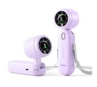 Diveblues iTurbo Ventilador portátil de Mano, alta velocidad de 9 m/s, 5 velocidades, pantalla LED, 3 en 1, de mano, cuello y mesa, miniventilador para viajes, playa, trabajo y exteriores