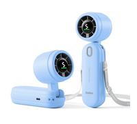 Diveblues iTurbo Ventilador portátil de Mano, alta velocidad de 9 m/s, 5 velocidades, pantalla LED, 3 en 1, de mano, cuello y mesa, miniventilador para viajes, playa, trabajo y exteriores