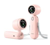 Diveblues iTurbo Ventilador portátil de Mano, alta velocidad de 9 m/s, 5 velocidades, pantalla LED, 3 en 1, de mano, cuello y mesa, miniventilador para viajes, playa, trabajo y exteriores