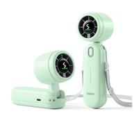 Diveblues iTurbo Ventilador portátil de Mano, alta velocidad de 9 m/s, 5 velocidades, pantalla LED, 3 en 1, de mano, cuello y mesa, miniventilador para viajes, playa, trabajo y exteriores
