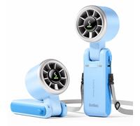 Diveblues Turbo Ventilador Portátil de Mano, Enfriamiento de Alta Velocidad 10m/s, 5 Velocidades, Batería Recargable, Hasta 12 Horas, Mini Ventilador para Viajes, Oficina, Exterior, Azul claro