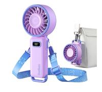 Diveblues Ventilador de Mano Turbo Portátil, 100 Velocidad, Flujo de Aire Potente de 7,4 m/s, Mini Ventilador Plegable 180° 4-en-1 para Mano, Cuello o Mesa, Recargable para Verano, Viajes y Exterior