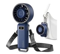 Diveblues Ventilador de Mano Turbo Portátil, 100 Velocidad, Flujo de Aire Potente de 7,4 m/s, Mini Ventilador Plegable 180° 4-en-1 para Mano, Cuello o Mesa, Recargable para Verano, Viajes y Exterior