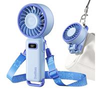 Diveblues - Ventilador Portátil de Mano Plegable con Batería - para Mano, Escritorio y Cuello - 100 Velocidades Ajustables y hasta 12h de Autonomía - Ideal para Viajar, Playa, Camping y Oficina