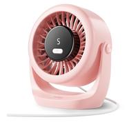 Diveblues Ventilador USB de mesa, potente hasta 6 m/s, pantalla LED, 5 velocidades, rotación de 360°, mini ventilador silencioso, portátil para casa, oficina, exteriores, cocina y camping-TurboBreeze