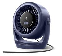 Diveblues Ventilador USB de mesa, potente hasta 6 m/s, pantalla LED, 5 velocidades, rotación de 360°, mini ventilador silencioso, portátil para casa, oficina, exteriores, cocina y camping-TurboBreeze