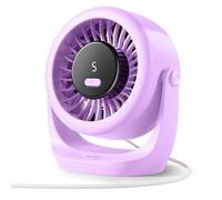 Diveblues Ventilador USB de mesa, potente hasta 6 m/s, pantalla LED, 5 velocidades, rotación de 360°, mini ventilador silencioso, portátil para casa, oficina, exteriores, cocina y camping-TurboBreeze