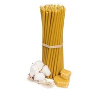 Diveevo Velas de cera de abeja iglesiástica №80 - miel, 50 unidades, velas rituales, 18,5 cm de largo y 6,1 mm de diámetro, 60 minutos de combustión en amarillo, 250 g, velas finas sin goteo ni humo