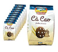 Divella - Juego de 10 copas de cao frollini al cacao en paquete de 400 g - Biscuits Chip Cookies Butter galletas con cacao y cristales de azúcar refinados tradicionalmente italiano (dulces de Italia)