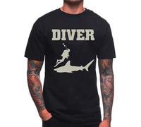 Diver Shark Fish Scuba Diver Sea Birthday Present Snorkle Flippers Men's - Camiseta unisex, Negro , 3XL