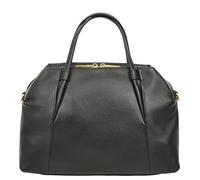Divergent Retail Atlantis - Bolso de mano de cuero granulado, doble cremallera, correa cruzada desmontable, doble compartimento, negro, arena, Negro ónix, Medium