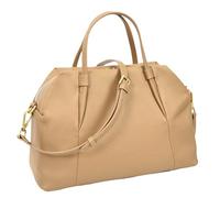 Divergent Retail Atlantis - Bolso de mano de cuero granulado, doble cremallera, correa cruzada desmontable, doble compartimento, negro, arena, arena del Sáhara, Medium