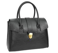 Divergent Retail Serena Bolso de Mano de Piel Auténtica para Mujer, Estilo Médico Clásico con Herrajes Dorados (Negro)