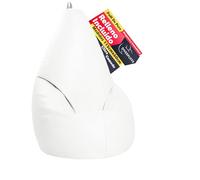 Diverpuff Puff Pera XL Blanco con Relleno Incluido Súper Cómodo Ideal para Adultos y Niños Asiento Ergonómico para Leer Jugar o Descansar en Casa Diseño para Salón Dormitorio Interior Exterior