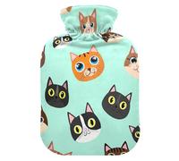 Diverse Cat - Bolsas de agua caliente verde menta con bolsa de agua caliente de tapa suave para calambres menstruales, tamaño pequeño