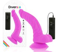 DIVERSIA Dildo Realístico Flexible Lila - Vibración Intensa Con Diseño Adaptable