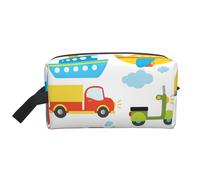 Diversified Transportation Print - Bolsa de cosméticos de gran capacidad para mujeres, bolsa de aseo para hombre, bolsa de aseo de viaje, White, Talla única