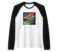 Diversión de estrellas y perezoso surfista para surfista patriótico Camiseta Manga Raglan