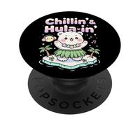 Diversión de Oso Chillin' & Hula-in' PopSockets PopGrip Adhesivo