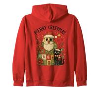 Diversión navideña de Papá Noel Black Cat de Merry Creepmas Sudadera con Capucha