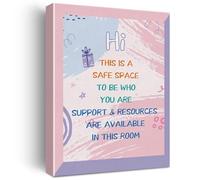 Diversity and Inclusion Wall-Art This is A Safe Space Canvas Print Motivational Quote for Office Classroom Home Decor(Framed,16x24inch(40x60cm))