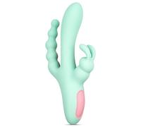 Diversual Jacky, Vibrador Triple, Estimulación Anal/Vaginal/Clítoris, Recargable USB, Silicona, 100% Sumergible (Azul)