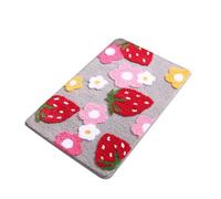 Divertida alfombra de baño con flores de fresa alfombra de microfibra suave de secado rápido suave con respaldo antideslizante cómoda para la ducha de la bañera
