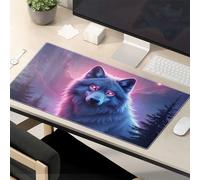 Divertida alfombrilla de ratón con diseño de noche encantada: la mirada del lobo Kawaii para escritorio