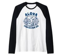 Divertida Aloha Hawaii Tiki Máscara Ganso Pun Hawaii Lover Camiseta Manga Raglan