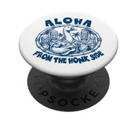 Divertida Aloha Hawaii Tiki Máscara Ganso Pun Hawaii Lover PopSockets PopGrip Adhesivo