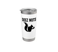 Divertida ardilla de Deez Nuts que sostiene una nuez, un lindo animal Vaso térmico de acero inoxidable de doble pared