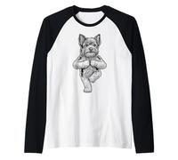 Divertida Asana Biewer Terrier para Perros con Forma de árbol para Hacer Yoga con Forma de Cachorro Camiseta Manga Raglan