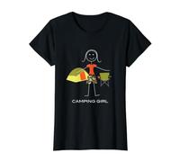 Divertida Autocaravana para Mujer, Acampada Camiseta gráfica económica, Mujer, Negro, S