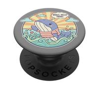 Divertida Ballena Hello There Cute Ocean Creature Lover Fan PopSockets PopGrip Adhesivo