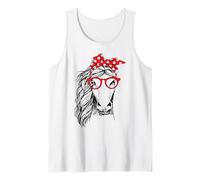 Divertida Bandana de Caballo con Diadema a Cuadros y Gafas Camiseta sin Mangas