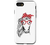 Divertida Bandana de Caballo con Diadema a Cuadros y Gafas Carcasa para iPhone SE (2020) / 7/8