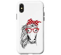 Divertida Bandana de Caballo con Diadema a Cuadros y Gafas Carcasa para iPhone X/XS