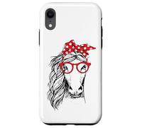 Divertida Bandana de Caballo con Diadema a Cuadros y Gafas Carcasa para iPhone XR