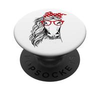 Divertida Bandana de Caballo con Diadema a Cuadros y Gafas PopSockets PopGrip Adhesivo