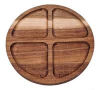 Divertida bandeja de madera estilo rompecabezas con compartimentos divididos para servicio de frutas y aperitivos en mesas de café (C)