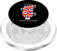Divertida Bandera británica Keep Calm and Have a Cup of Tea PopSockets PopGrip para MagSafe