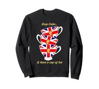 Divertida Bandera británica Keep Calm and Have a Cup of Tea Sudadera