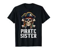Divertida Bandera de Calavera Pirata Hermana Jolly Roger Crossbones Camiseta