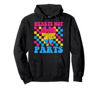 Divertida bandera pansexual Pan Pride LGBTQ Girl Hearts Not Parts Sudadera con Capucha