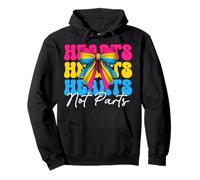 Divertida bandera pansexual Pan Pride LGBTQ Girl Hearts Not Parts Sudadera con Capucha