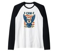 Divertida Bandera patriótica del 4 de Julio F Caw F Calvo Águila Calva Camiseta Manga Raglan