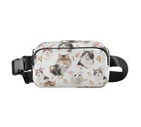 Divertida bolsa cruzada de moda con diseño de gatos Cornish Rex para mujeres, hombres, adolescentes, gran capacidad, bolsa de viaje, Cartoon American Curl Cats White, 1 size