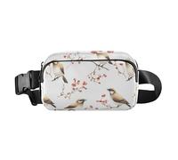 Divertida bolsa cruzada de moda con diseño de gatos Cornish Rex para mujeres, hombres, adolescentes, gran capacidad, bolsa de viaje, Dibujos animados de cedro Waxwing Birds blanco, 1 size