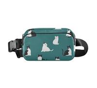 Divertida bolsa cruzada de moda con diseño de gatos Cornish Rex para mujeres, hombres, adolescentes, gran capacidad, bolsa de viaje, Beauty Manx Cats Verde azulado, 1 size
