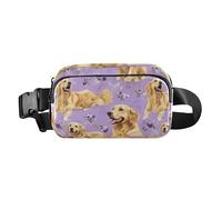 Divertida bolsa cruzada de moda con diseño de gatos Cornish Rex para mujeres, hombres, adolescentes, gran capacidad, bolsa de viaje, Art Golden Retriever - Perros morados, 1 size